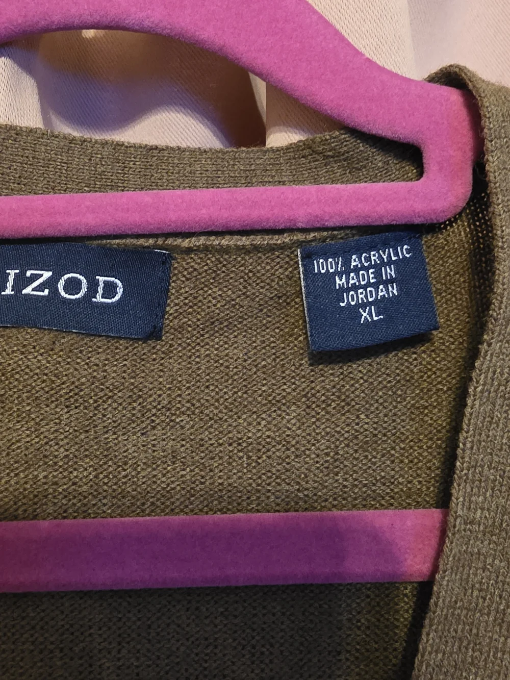 Vintage Izod Button-Up Knit Vest in Olive Plaid - Picture 3 of 4